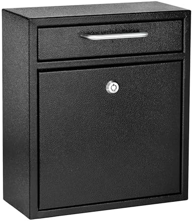 AdirOffice Wall Mount Mailbox - Mailbox with Lock and Keys- Durable Wall Mounted Locking Mailbox and Cash Drop Box for House, Apartments and Bussiness After Hours Deposits