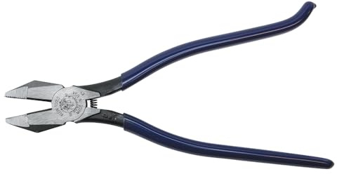 Klein Tools D201-7CST Ironworker Pliers, Spring Loaded Side Cutters, Twists and Cuts Annealed Rebar Tie Wire, Heavy-duty Knurled Jaws, 9-Inch Long