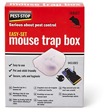 Pest-Stop Easy Set Mouse Trap Box - Traps for Indoors - Durable Reusable Snap Traps - Mice Trap for Rodent Control - Mouse Traps for Home and Office - Easy to Clean - Safe and Secure