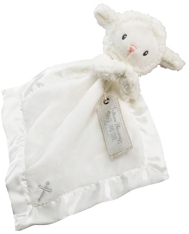 Baby Aspen Bedtime Blessings Lamb Lovey Security Blanket with Rattle - Plush Lamb Stuffed Animal Baby Lovie - Newborn Essentials Must Haves - Shower Gifts - Christian Baptism Gift Keepsake Nursery