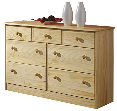 IDIMEX Sideboard Rondo, schöne Kommode im Landhausstil, Massive Holzkommode mit 7 Schubladen, Zeitlose Anrichte in Natur