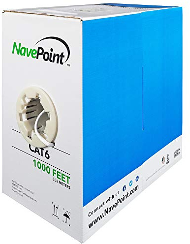 NavePoint Cat6 (CCA), 1000ft, White, Solid Bulk Ethernet Cable, 550MHz, 23AWG 4 Pair, Unshielded Twisted Pair (UTP)