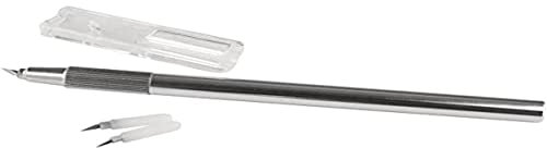 Rayher Couteau de coupe avec lame rotative 360° ,métal, 4 pces, forme stylo, 2 lames de rechange, arts créatifs, scrapbooking, photos-8957900, Argenté