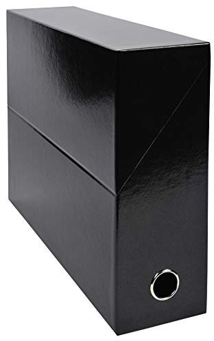 Exacompta - Réf. 89921E - 1 Boîte transfert Iderama en papier teinté dans la masse - Dos 90 mm - Œillet en métal - Pour format A4 - Dimensions 25,5 x 34 x 9 cm - Couleur noir- Livrée montée