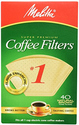 Melitta 620122 40 Count #1 Natural Brown Cone Coffee Filters (Pack of 5)