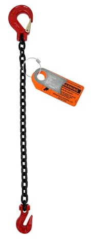 Advantage Rigging - Chain Sling - 3/8 x 5' Single Leg with Grab and Sling Hook - Grade 80