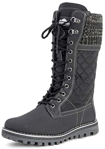 POLAR Womens Winter Thermal Snow Outdoor Warm Mid Calf Waterproof Durable Boot - Black - US9/EU40 - YC0376