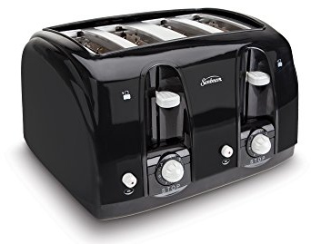 Sunbeam Wide Slot 4-Slice Toaster, Black (003911-100-000)