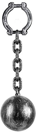 Boland 00613 Boule avec chaîne, menottes de cheville, 53 cm, gris, pour Halloween, donjon, fête à thème, prisonniers, carnaval