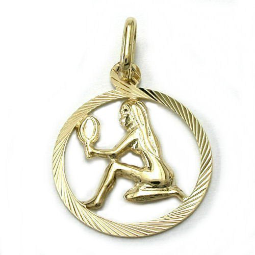 Goldanhänger Unisex Kettenanhänger Anhänger für Halskette Sternzeichen Jungfrau aus 375 9 kt Gold 15 mm inkl. Schmuckbox