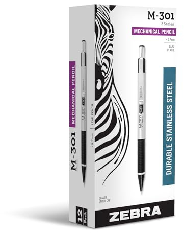 Zebra Pen STEEL M-301 Mechanical Pencil, 0.7mm Medium Point, 12-Pack