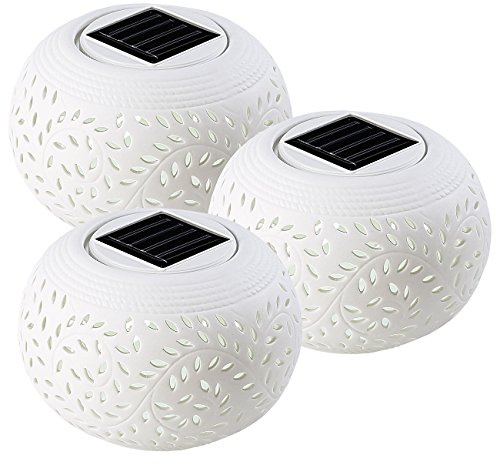 Lunartec Solar Dekoleuchte Garten: 3er-Set Solar-Dekoleuchten aus Porzellan, mit Farbwechsel/warmweiß (Windlicht, LED Windlicht, RGBW)