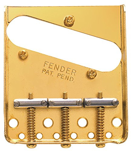 Fender 099-0806-200 3-Saddle American Vintage Telecaster Bridge Assembly with Chromed-Brass Saddles (Gold)