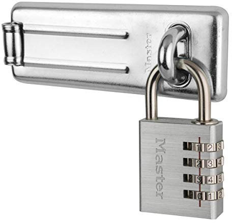 Master Lock 7640704EURD Pack Including Door Hasp and Combination Padlock