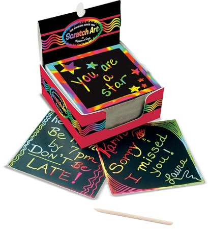 Melissa & Doug Scratch Art Rainbow Mini Notes (125) with Wooden Stylus - FSC Certified