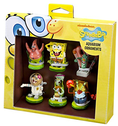 Penn-Plax Officially Licensed Spongebob 6 Piece Mini Aquarium Ornament Set – Great for Saltwater and Freshwater Tanks