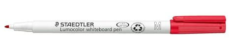 STAEDTLER 301-2 Lumocolor Whiteboardstift M-Spitze circa 1.0 mm, 10 Stück im Kartonetui, rot | Abwischbar, 1,0 mm – 8 h offen ohne Eintrocknen – Art.-Nr. 301-2