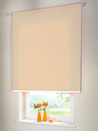 Hochwertiges Sichtschutzrollo Mittelzugrollo Springrollo Rollo Sichtschutz 90 x 240 cm / 90x240 cm beige-karamell // Sichtschutzrollo/Sichtschutz-Rollo/Fensterrollo