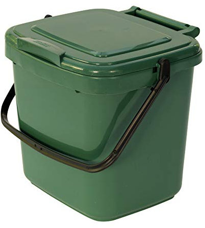 Green Kitchen Compost Caddy - for Food Waste Recycling (7 Litre) - 7L Plastic Composting Bin