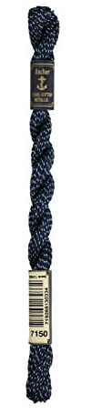 Anchor Perlgarn Metallic, 4317005-07150, Farbe:blau Gold, Stickgarne