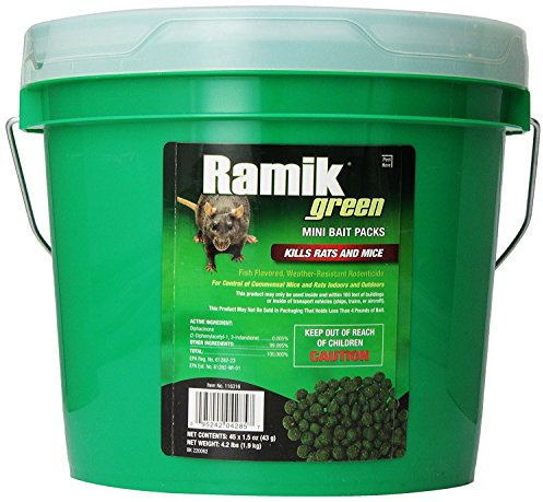 Neogen RODENTICIDE 45-Pack Ramik Rat and Mouse Bait Pail, Green, 4.2 LB, (04285)