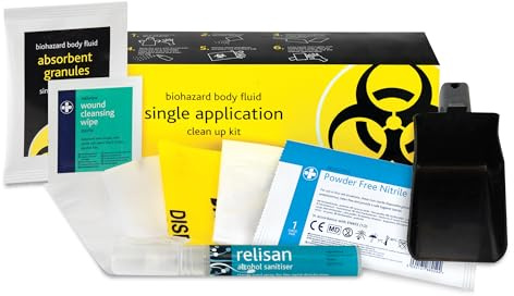 Reliance Medical Biohazard Body Spills Kit 1 Application - Prevention and Clean Up for Infectious Materials Contained in Blood, Vomit, Urine, Mucus, Faeces and Semen - Single-Use