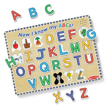 Melissa & Doug Puzzle in legno con lettere dell'alfabeto, con effetti sonori, 26 pezzi, certificato FSC