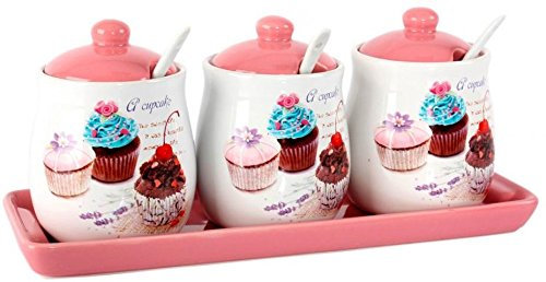 AVENUELAFAYETTE Set de 3 - Saucière Cupcake gâteau en céramique - Vintage rétro