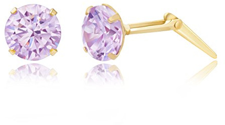 9ct yellow gold 5mm lilac cubic zirconia cz Andralok stud earrings/gift box
