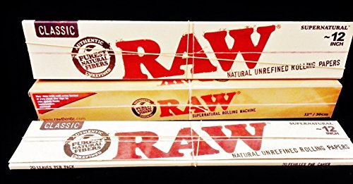 RAW Rolling Maschine 12 Inch Roller-30cm, Kunststoff, schwarz, L, Raw Foot Long Roller + 2 Packs 12 Paper