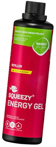 Squeezy Energy Gel Refiller (Zitrone) 500 ml - Sport Energy Gel für schnelle & dauerhafte Energie bei maximaler Verträglichkeit beim Laufen, Radsport, Marathon & Co.