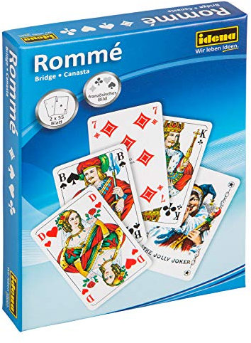 Idena 6250080 - Spielkarten für Rommé, Canasta und Bridge, 2 x 55 Karten, französisches Blatt, für abwechslungsreiche Spieleabende