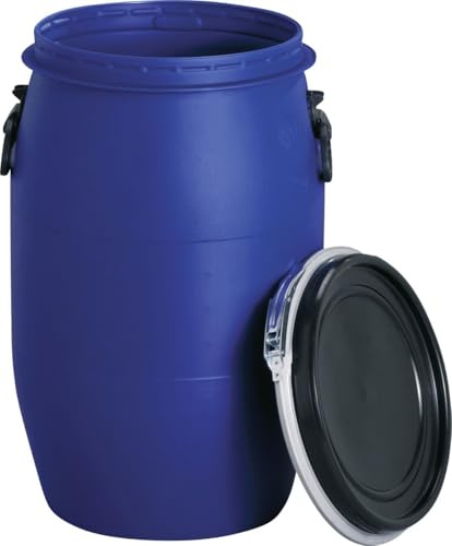 GRAF Kunststoff-Weithalsfass Regentonne 120 Liter blau lebensmittelecht | mit UN-Kennzeichnung, Futtertonne, Wassertank, Fass, Tonne Mit Deckel, Maischefass, Regenfass, Sauerkrautfass