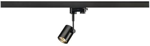 SLV BIMA spot per binario trifase ad alta tensione, QPAR51, rotondo, nero, GU10 max. 100W, incl. adattatore trifase