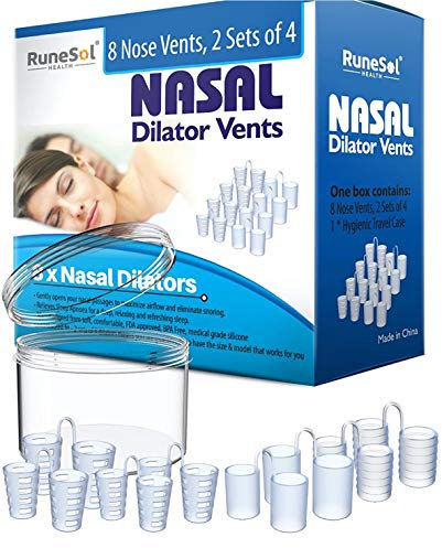 Runesol Snoring Relief Nasal Dilator, 8 x Pack Clear Nasal Dilators, Snoring Aids for Men and Women, Sleep Nose Vents, Anti Snoring Devices, Stop Snoring Aid for Sleeping, Snore Stopper, Congestion
