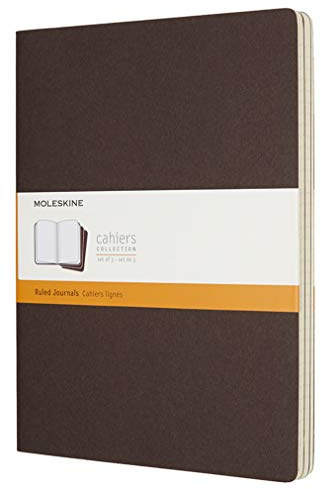Moleskine Cahier Journal da 120 Pagine, Set 3 Quaderni a Righe, Copertina in Cartoncino, Dimensione Extra Large 19 x 25 cm, Colore Marrone Caffè