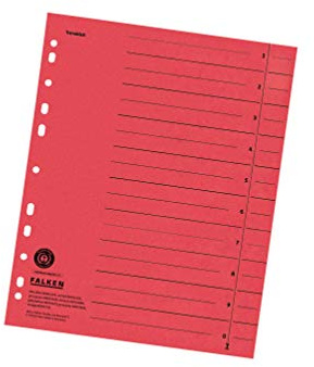 Original Falken 100er Pack Trennblätter. Made in Germany. Aus Recycling-Karton für DIN A4 rot Trennlaschen Trennblätter Ordner Register Kalender Blauer Engel | Made in Germany Trennlaschen Trennstreifen Ordner Register Kalender Blauer Engel