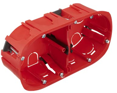 Boite de derivation electrique - boite derivation - Boite de derivation etanche exterieur - Boite 2 Postes, Diam 67mm, Hauteur 40mm Rouge Sous Film Entraxe 71