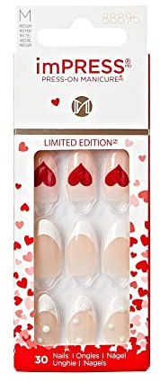 KISS imPRESS Press-On Manicure Limited Edition Valentine Nails, ‘Love Like This’, 30 Count