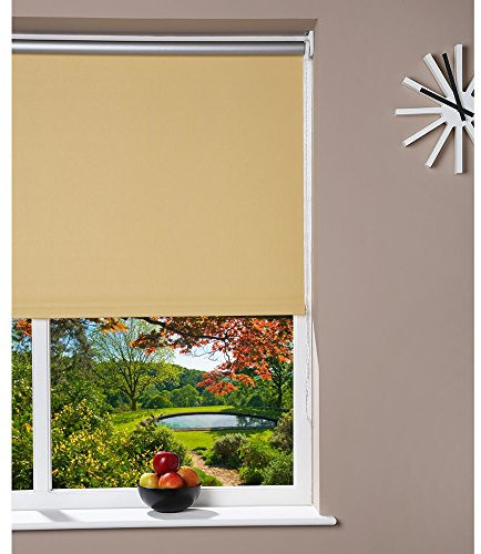GARDINIA EASYFIX Rollo mit Thermo-Rückseite, Wand- oder Deckenmontage, Verdunklungsrollo, Hitzeschutz, Energiesparend, Hellgelb, 52 x 180 cm