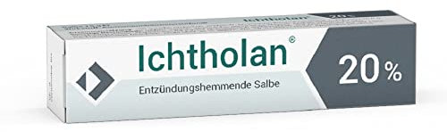Ichtholan Zugsalbe 20% - entzündungshemmende, antibakterielle Salbe, bei eitrigen Hautentzündungen wie z.B. Nagelbettentzündungen, (Rasier-) Pickeln, 250 g