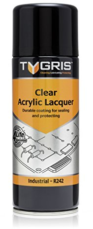 Tygris R242 Clear Acrylic Lacquer Spray 400 ml – High-Gloss Protective Finish for Metal, Wood, Paper & Plastic – Long-Lasting Sealant & Scratch Resistance – Fast-Dry Clear Coat