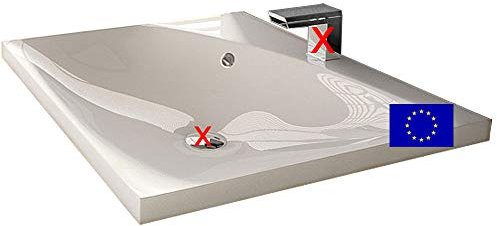 Einbauwaschbecken 60x50x11,3cm eckig, 60cm Einbau-Waschtisch, hochwertiges Mineralguss Made IN EU