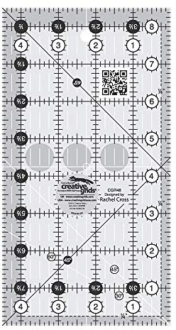 Creative Grids Quilt-Lineal, 11,4 x 21,6 cm, rechteckig, CGR48, hergestellt in den USA, rutschfester Griff, Acryl, Quilten, Nähen, Basteln, Patchwork-Lineal zum Messen und Schneiden von Stoff