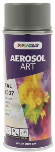DUPLI-COLOR AEROSOL ART RAL 7037 staubgrau glänzend 400 ml, Spraylack für vielseitigen Einsatz, schnelltrocknend, hohe Deckkraft, für Innen- und Außenbereiche geeignet