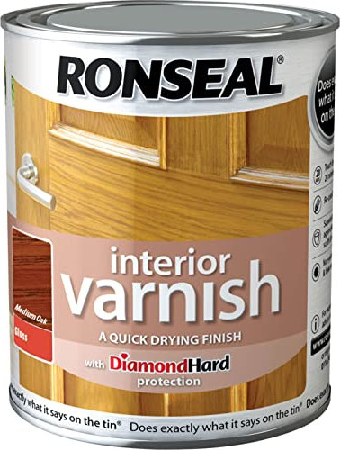 Ronseal RSLINGMO250 250ml Quick Dry Gloss Interior Varnish - Medium Oak