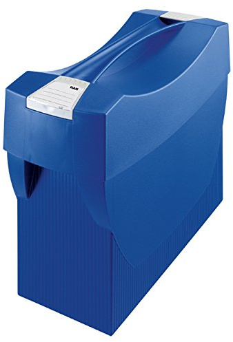 HAN SWING PLUS– Box per cartelle sospese – Pratico box per cartelle e raccoglitori, con integrato organizer per penne e pennarelli con coperchio, blu, 1901-14