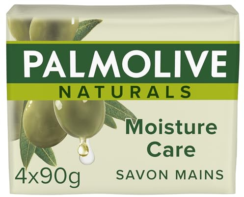 Palmolive Naturals Moisture Care with Olive 4 x 90g Bar Soap - Moisturising Hand Soap - Biodegradable Soap Formula