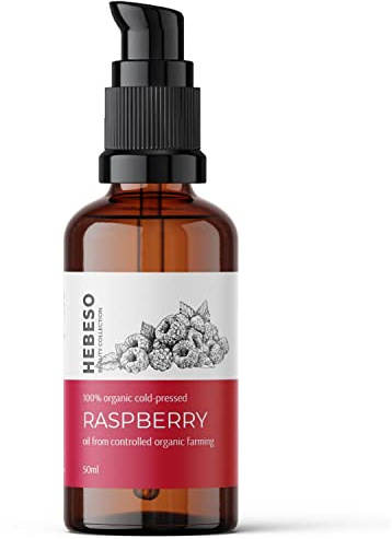 Himbeersamenöl 100% Reines Bio Kaltgepresst 50ml | Anti-Aging, Pflege, Vitamin A/E, EFA reichhaltiges Öl | Behandelt Falten, Fältchen, trockene Haut | Eine 100% BIO Gesichtspflege