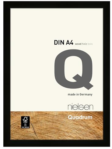 nielsen Quadrum Wooden Picture Frame - Black A4, 21x29.7cm - with Float Glass and Easy Push-Turn Clips - for Photos and Art